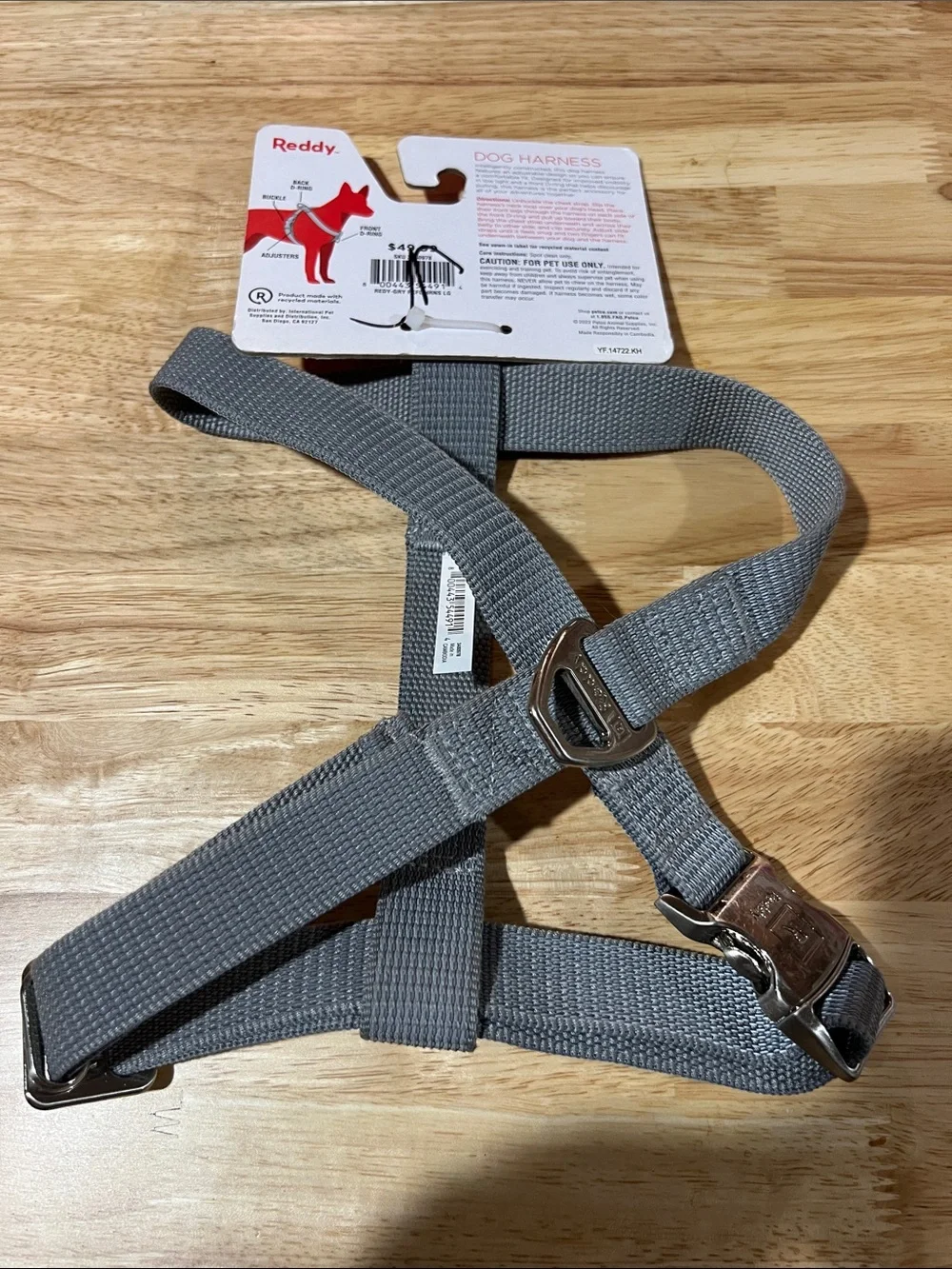 Reddy dog harness gray reflective d-ring 12-19.5” neck 20-27” chest large z98